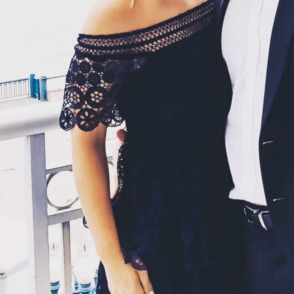 Gianni Bini Navy Off the Shoulder Dress- size 2